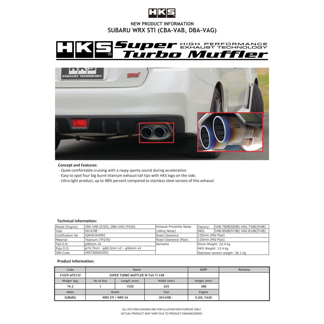 HKS Super Sound Exhaust System - 2015-2021 Subaru WRX/WRX STI