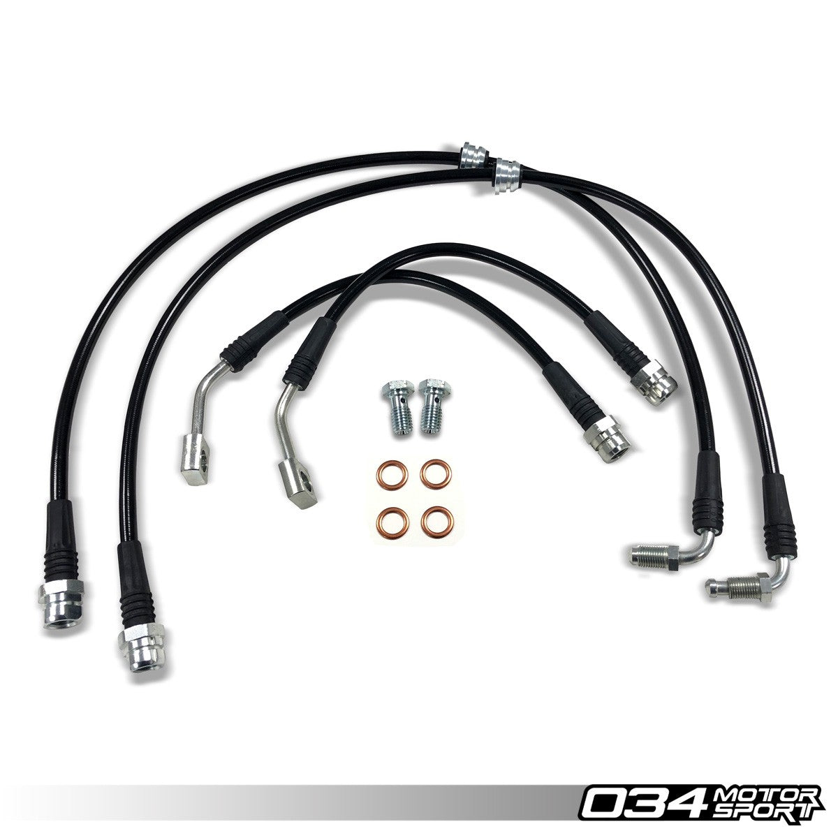 034 Motorsport Stainless Steel Braided Brake Line Kit, 8S/8V.5 Audi TT RS & RS3 - T1 Motorsports