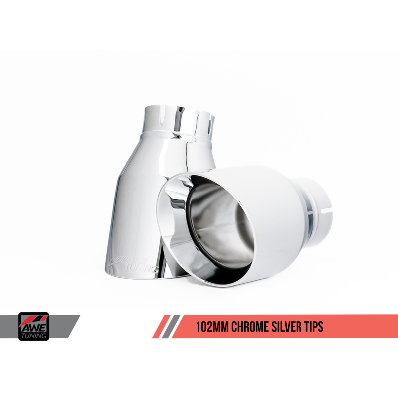 AWE Tuning Center Muffler Delete with Chrome Silver Tips - 2010-2019 Porsche 991 GT3/GT3RS - STREETUNED