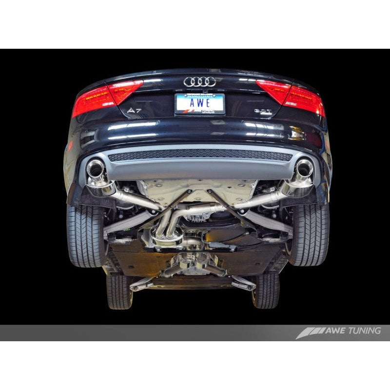 AWE Tuning Audi C7 A7 3.0T Touring Edition Exhaust - Dual Outlet Chrome Silver Tips - STREETUNED