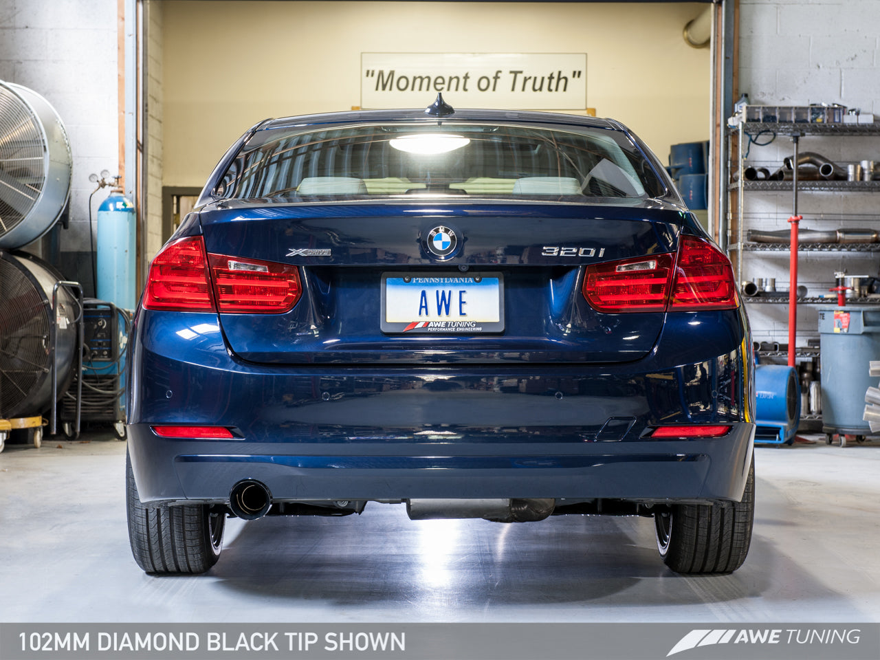 AWE Tuning Touring Edition Exhaust w/ Perfomance Midpipe with Diamond Black Tips (102mm) - 2013-2018 BMW 320i (F30) - STREETUNED