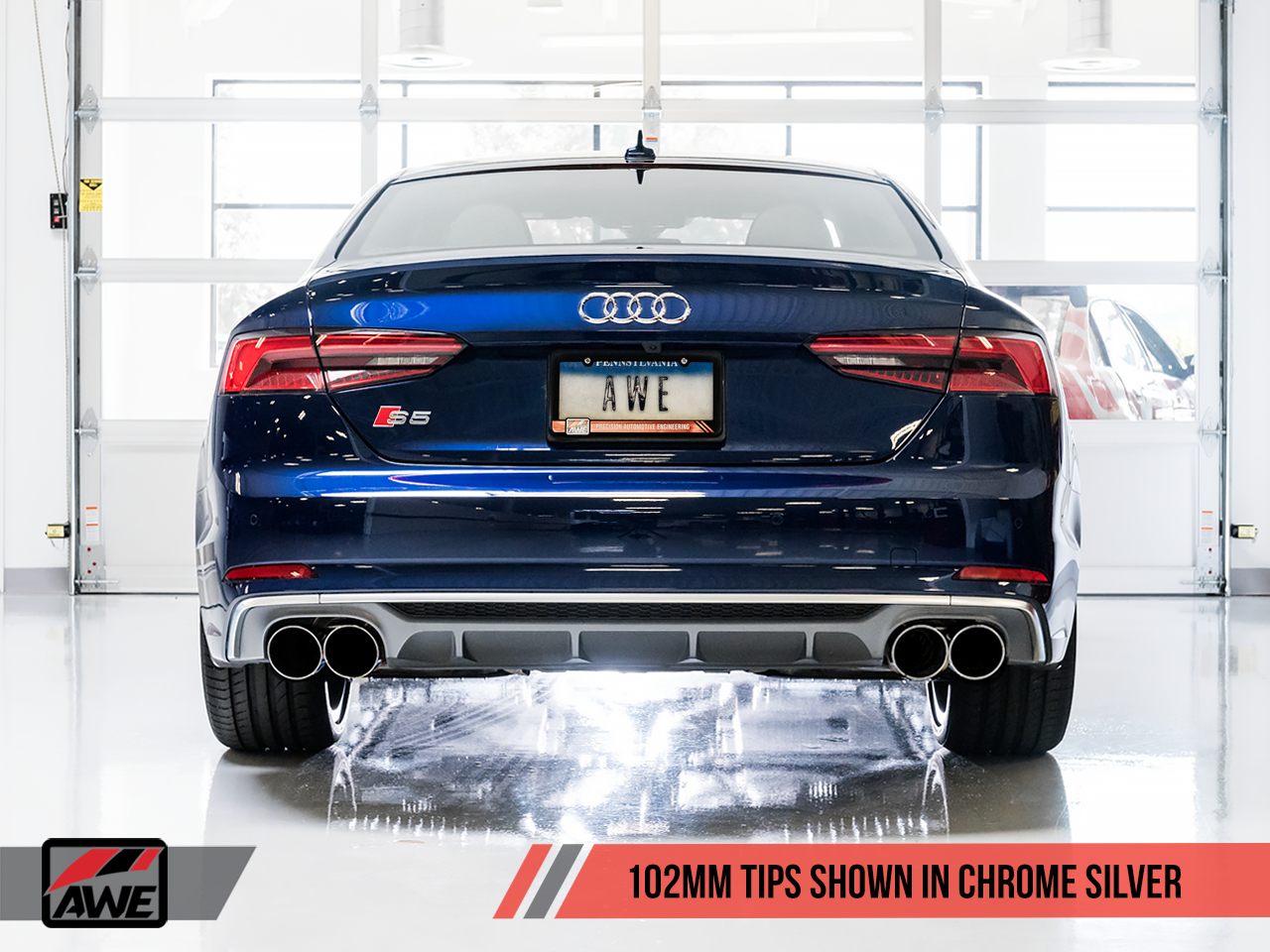 AWE Tuning SwitchPath Exhaust w/ Chrome Silver Tips (90mm) - 2018-2023 Audi B9 S5 Coupe - STREETUNED