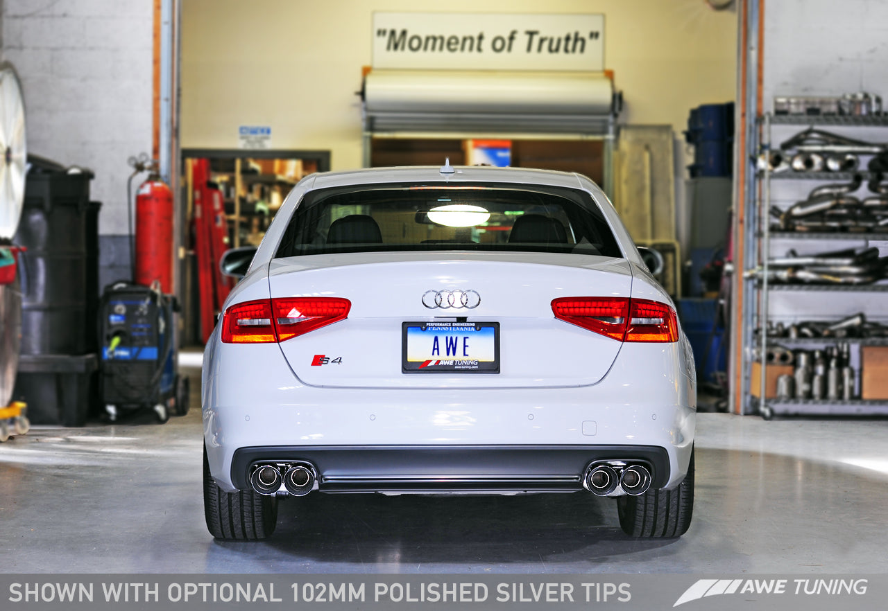 AWE Tuning Touring Edition Exhaust System With Chrome Silver Tips (102mm) - 2013-2016 Audi B8.5 S4 3.0T - STREETUNED