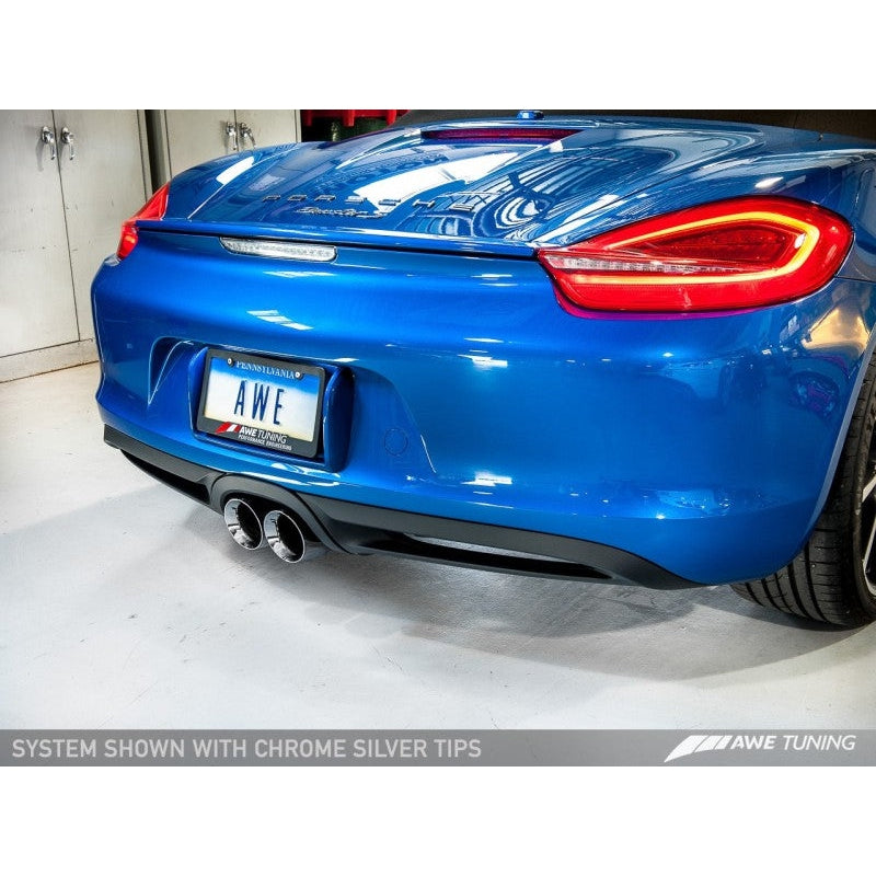 AWE Tuning Performance Exhaust System - w/Chrome Silver Tips - 2013-2016 Porsche 981 Cayman/Boxster - STREETUNED