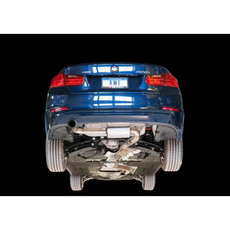 AWE Tuning Touring Exhaust w/ Performance Midpipe with Chrome Silver Tip (102mm) - 2013-2018 BMW F30 320i - STREETUNED