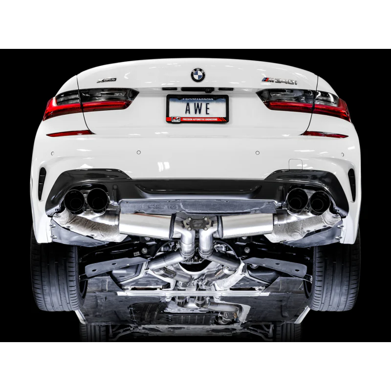 AWE Tuning Resonated Touring Edition Exhaust With Quad Diamond Black Tips - 2019-2024 BMW M340i/M440i (G20) - STREETUNED
