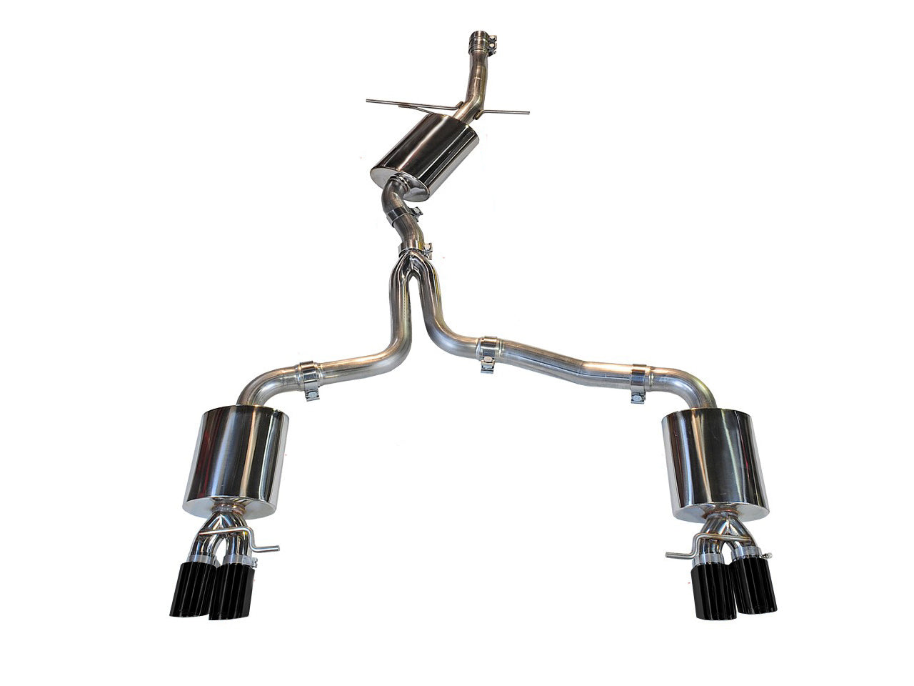 AWE Tuning Touring Edition Exhaust With Quad Tip Diamond Black Tips (Does not fit Cabriolet) - 2009-2016 Audi B8 A4 - STREETUNED