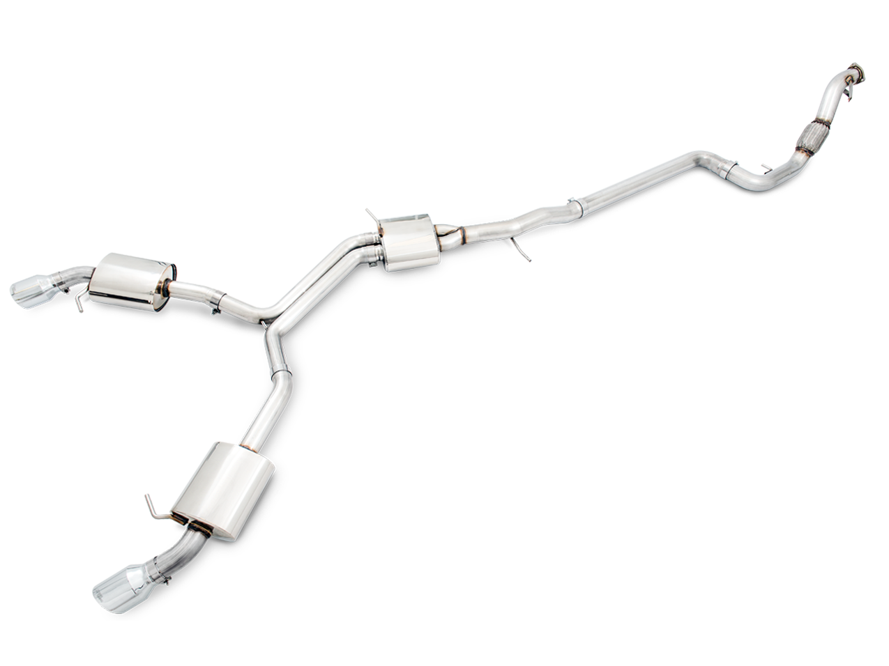 AWE Tuning Touring Edition Exhaust Dual Outlet With Chrome Silver Tips (Includes DP) - 2018-2019 Audi B9 A5 - STREETUNED