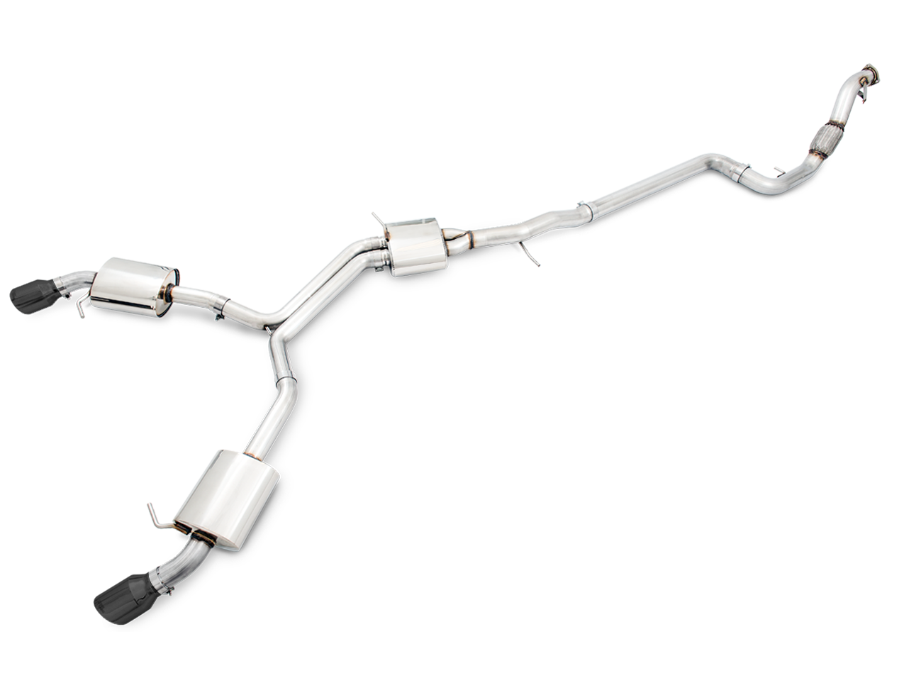 AWE Tuning Touring Edition Exhaust Dual Outlet With Diamond Black Tips (Includes DP) - 2015-2018 Audi B9 A4 - STREETUNED