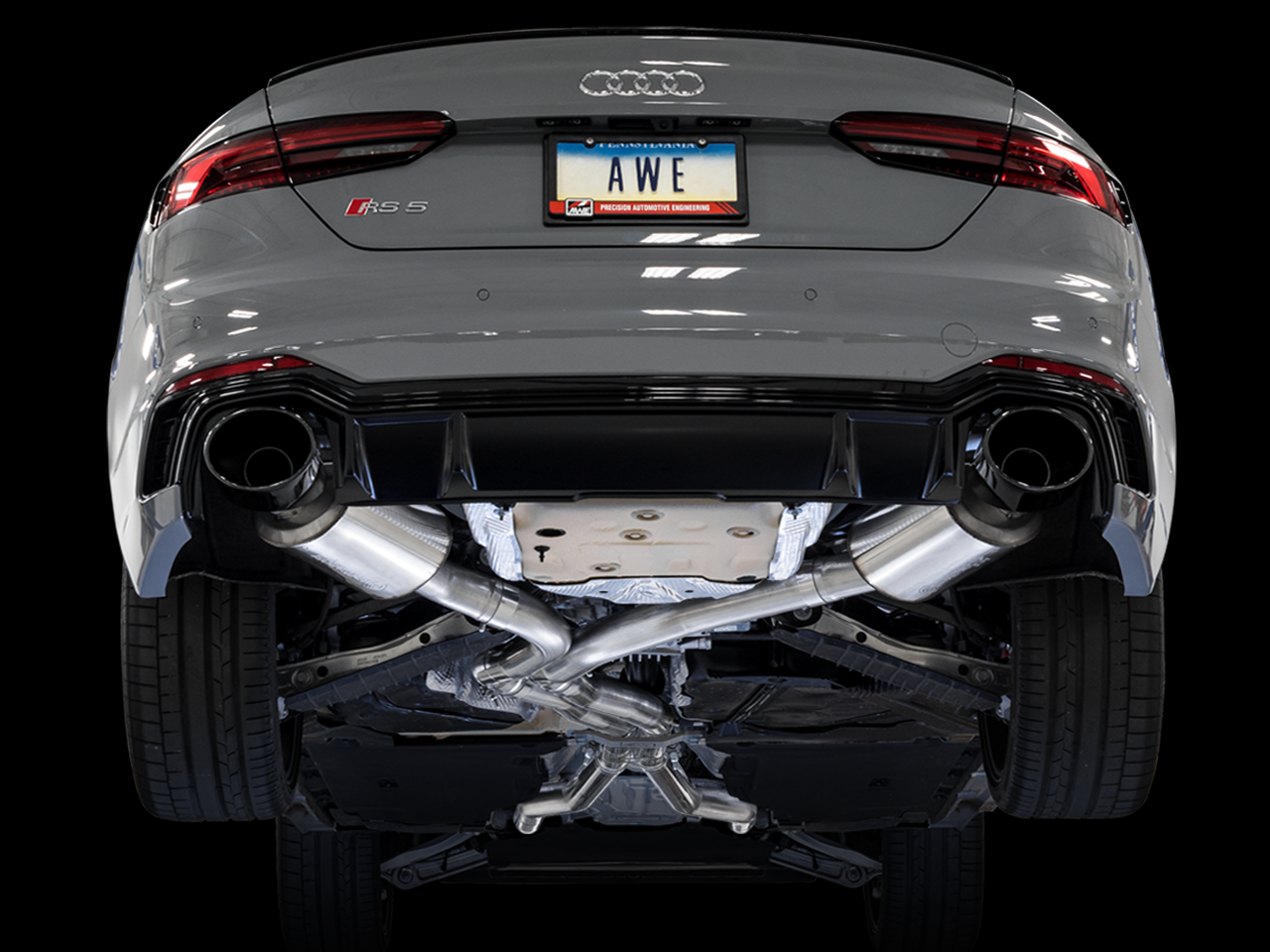 AWE Tuning Touring Edition Exhaust (Resonated) w/ Diamond Black Tips - 2018-2019 Audi B9 RS 5 2.9L - STREETUNED