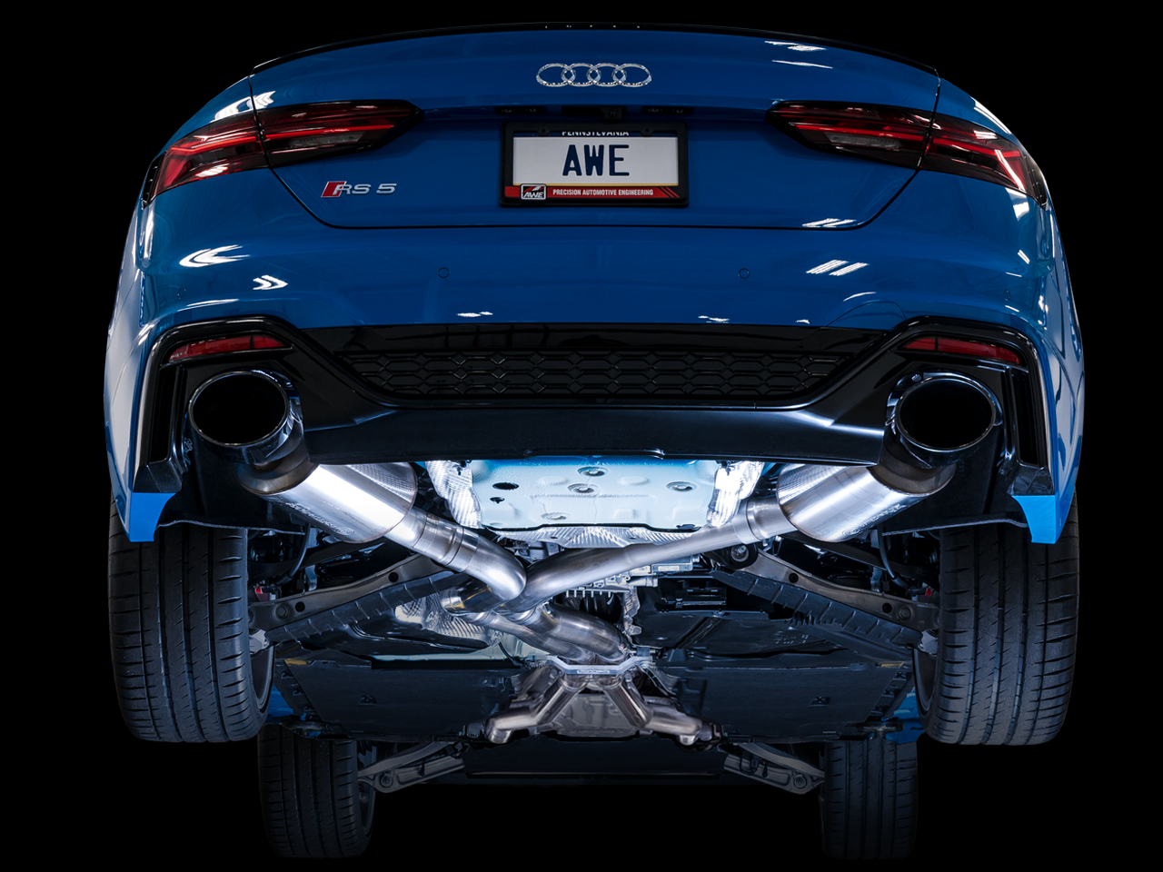 AWE Tuning Non-Resonated Touring Edition Exhaust With RS-Style Diamond Black Tips - 2021-2023 Audi B9.5 RS 5 Coupe - STREETUNED