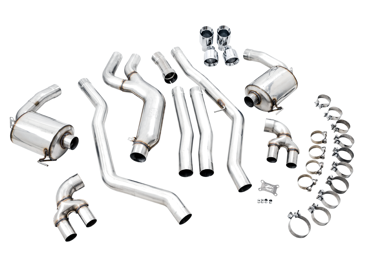 AWE Tuning Non-Resonated Touring Edition Exhaust With Quad Chrome Silver Tips - 2019-2024 BMW M340i/M440i (G20) - STREETUNED