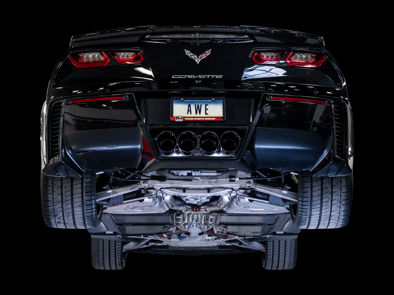 AWE Tuning Track Edition Axleback Exhaust w/Black Tips - 2014-2019 Chevrolet Corvette Z06/ZR1 (C7) - STREETUNED