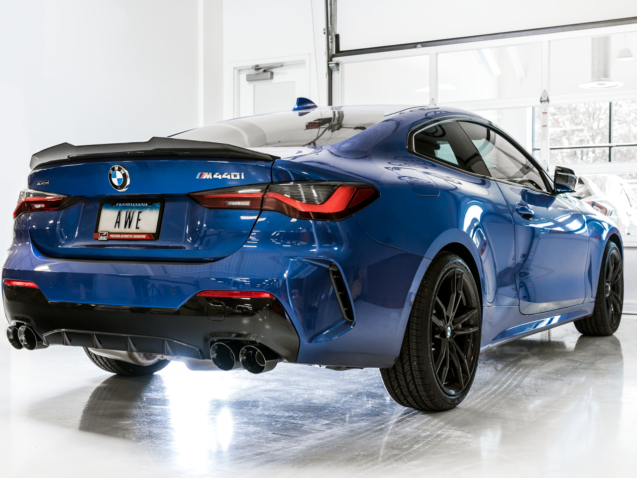 AWE Tuning OE To Quad Tip Conversion Kit With Diamond Black Tip - 2019-2024 BMW M340i/M440i (G20) - STREETUNED