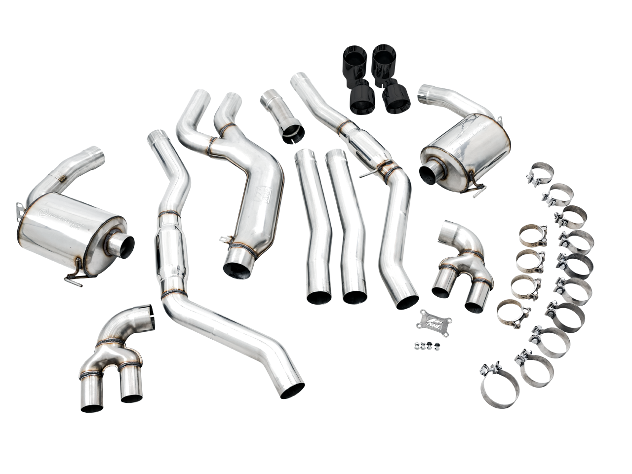 AWE Tuning Non-Resonated Touring Edition Exhaust With Quad Diamond Black Tips - 2019-2024 BMW M340i/M440i (G20) - STREETUNED