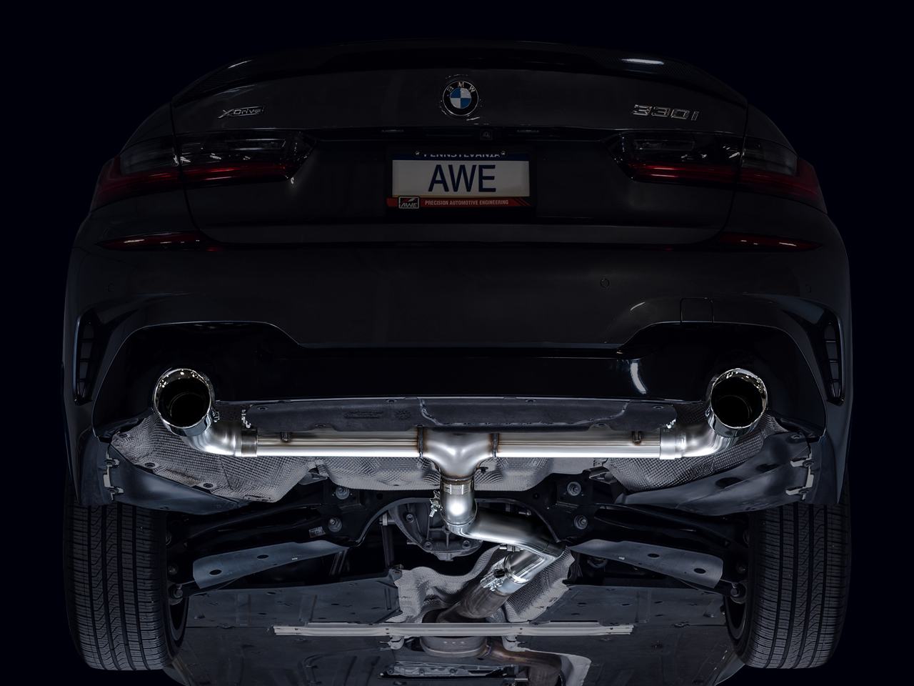 AWE Tuning Track Edition Axleback Exhaust with Chrome Silver Tips - 2019-2024 BMW G2X 330i / 2021-2024 BMW G2X 430i Base - STREETUNED