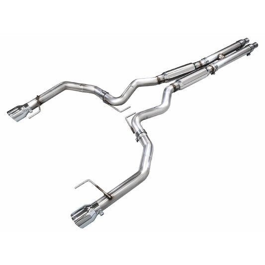 AWE Tuning Track Edition Catback Exhaust w/ Dual Chrome Silver Tips - 2024 Ford Mustang GT Fastback S650 RWD - STREETUNED