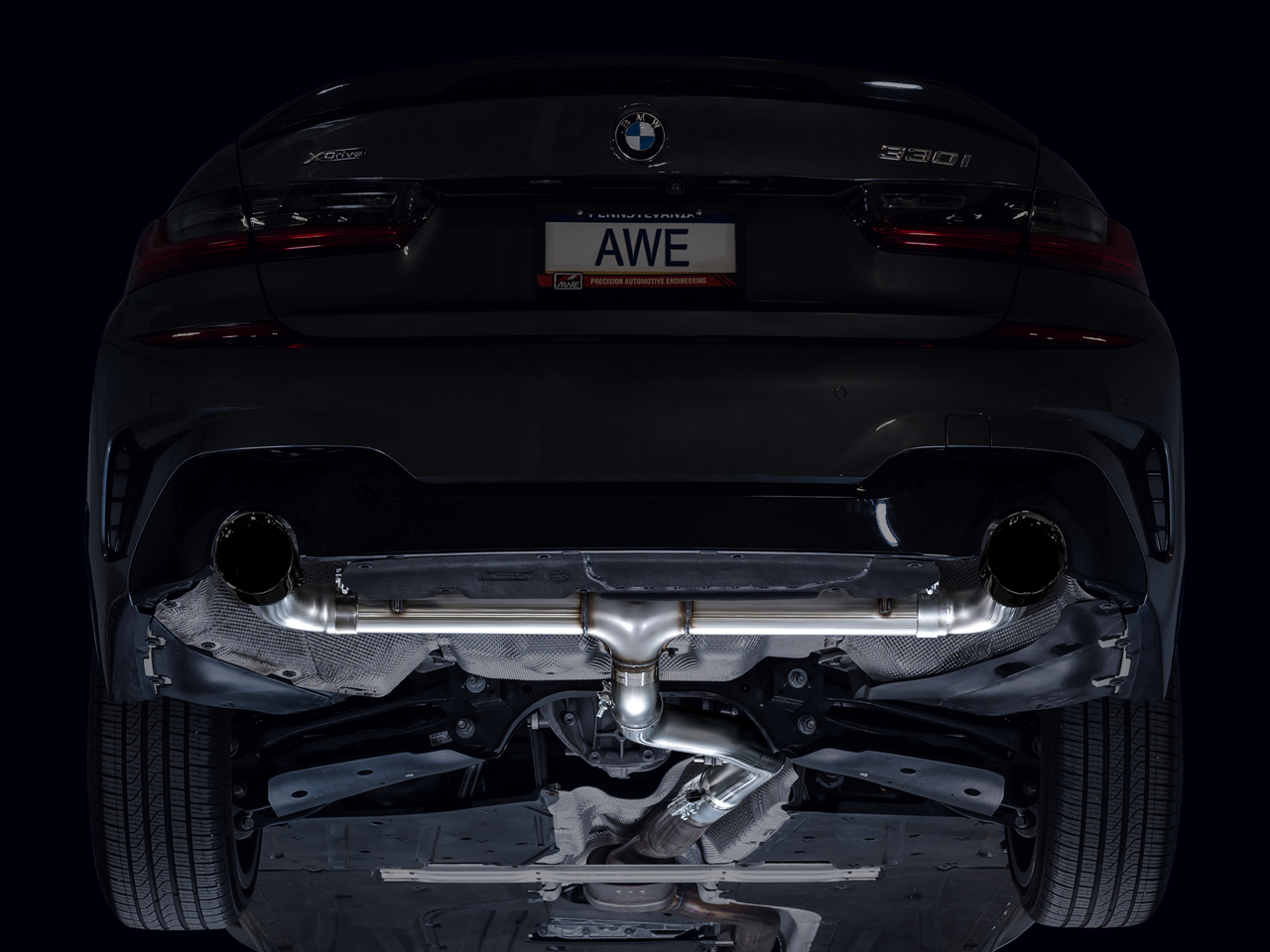 AWE Tuning Track Edition Axleback Exhaust with Diamond Black Tips - 2019-2024 BMW G2X 330i / 2021-2024 BMW G2X 430i Base - STREETUNED