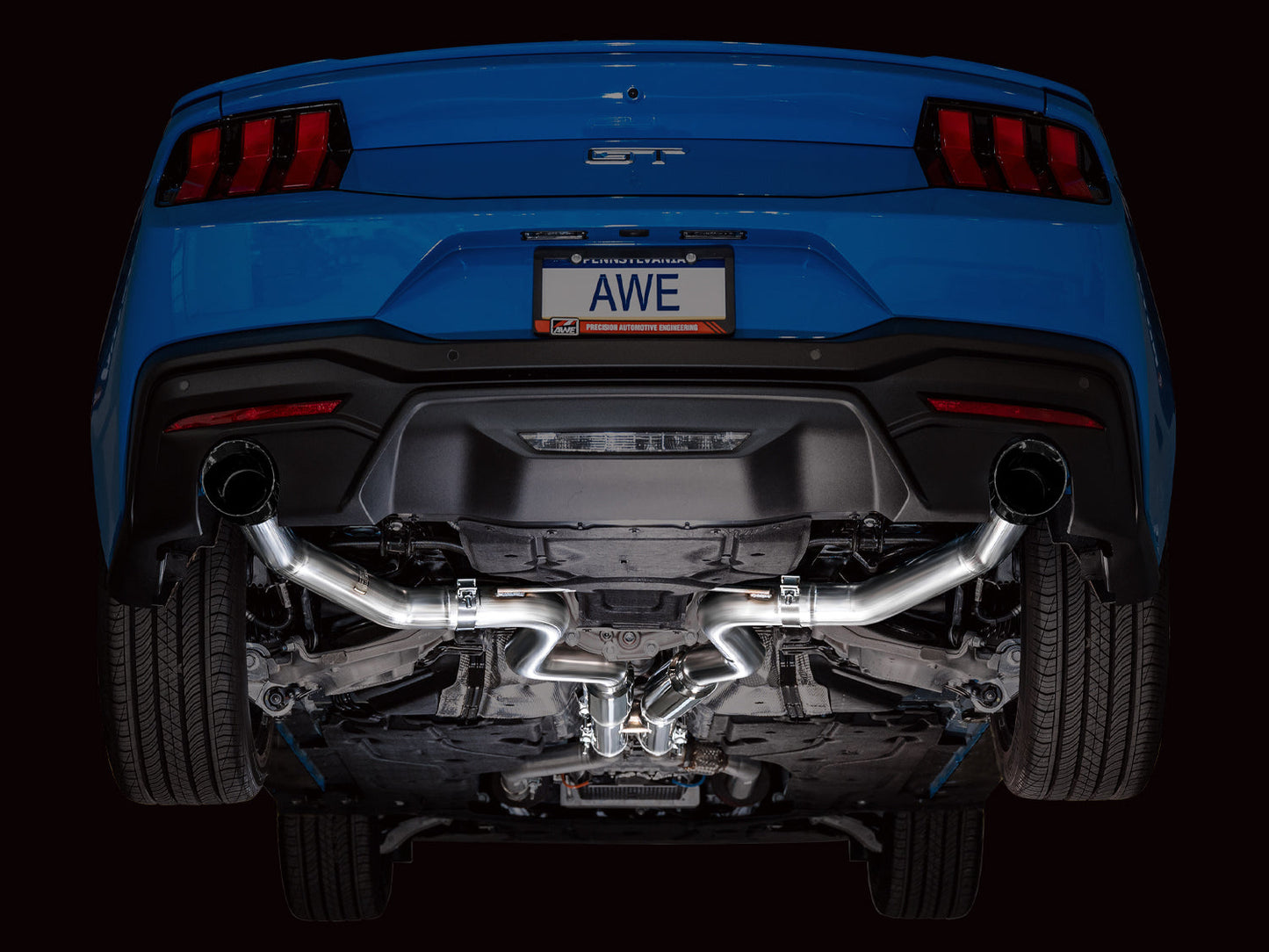 AWE Tuning Track Edition Catback Exhaust w/ Dual Diamond Black Tips - 2024 Ford Mustang GT Fastback S650 RWD - STREETUNED