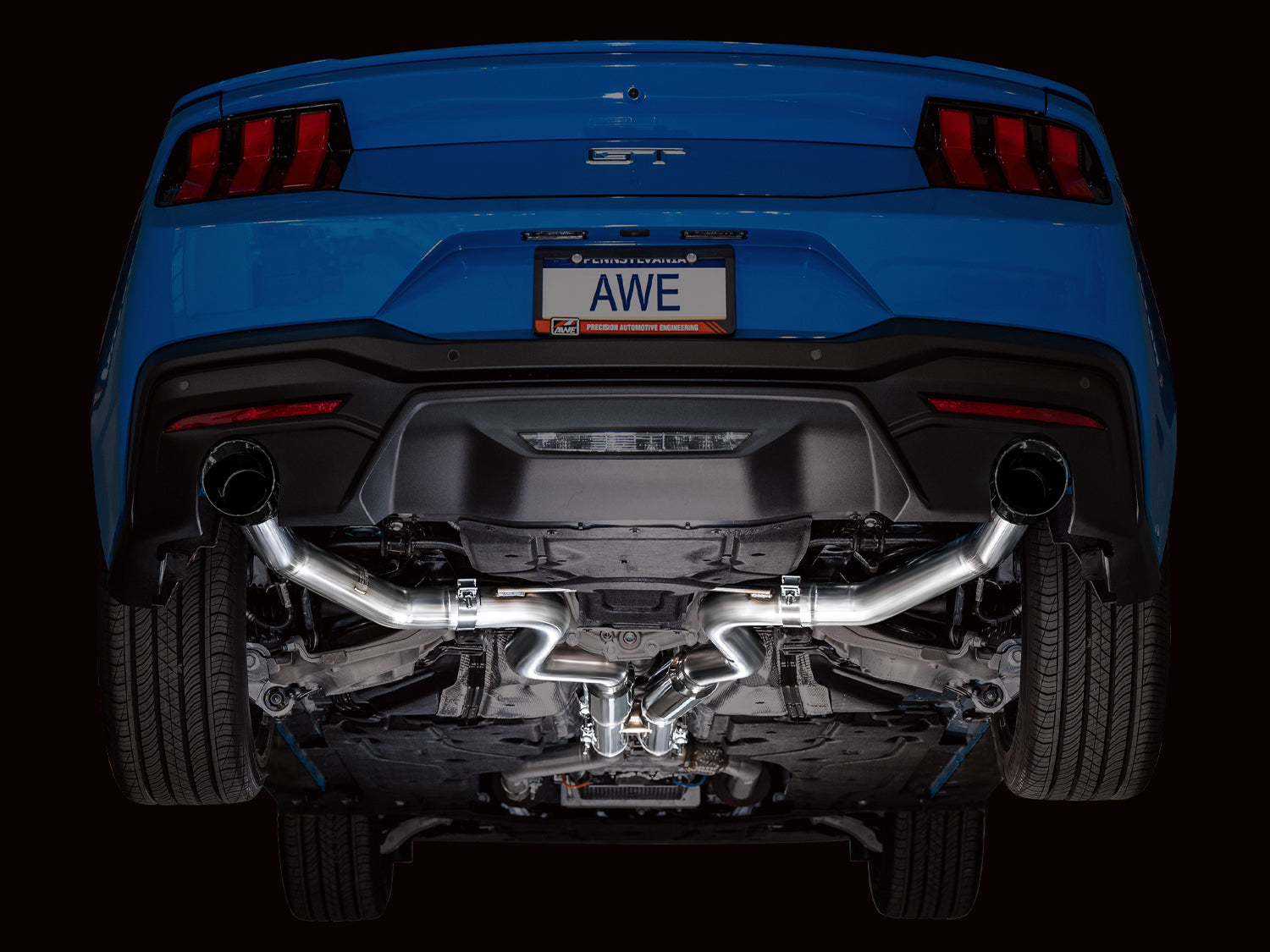 AWE Tuning Track Edition Catback Exhaust w/ Dual Diamond Black Tips - 2024 Ford Mustang GT Fastback S650 RWD - STREETUNED
