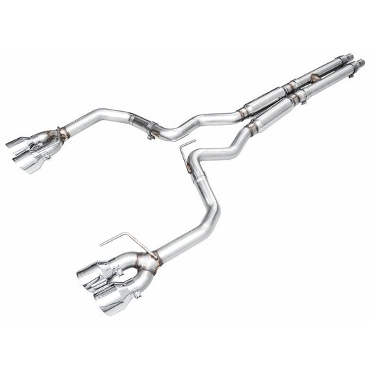 AWE Tuning Track Edition Catback Exhaust w/ Quad Chrome Silver Tips - 2024 Ford Mustang Dark Horse S650 RWD - STREETUNED