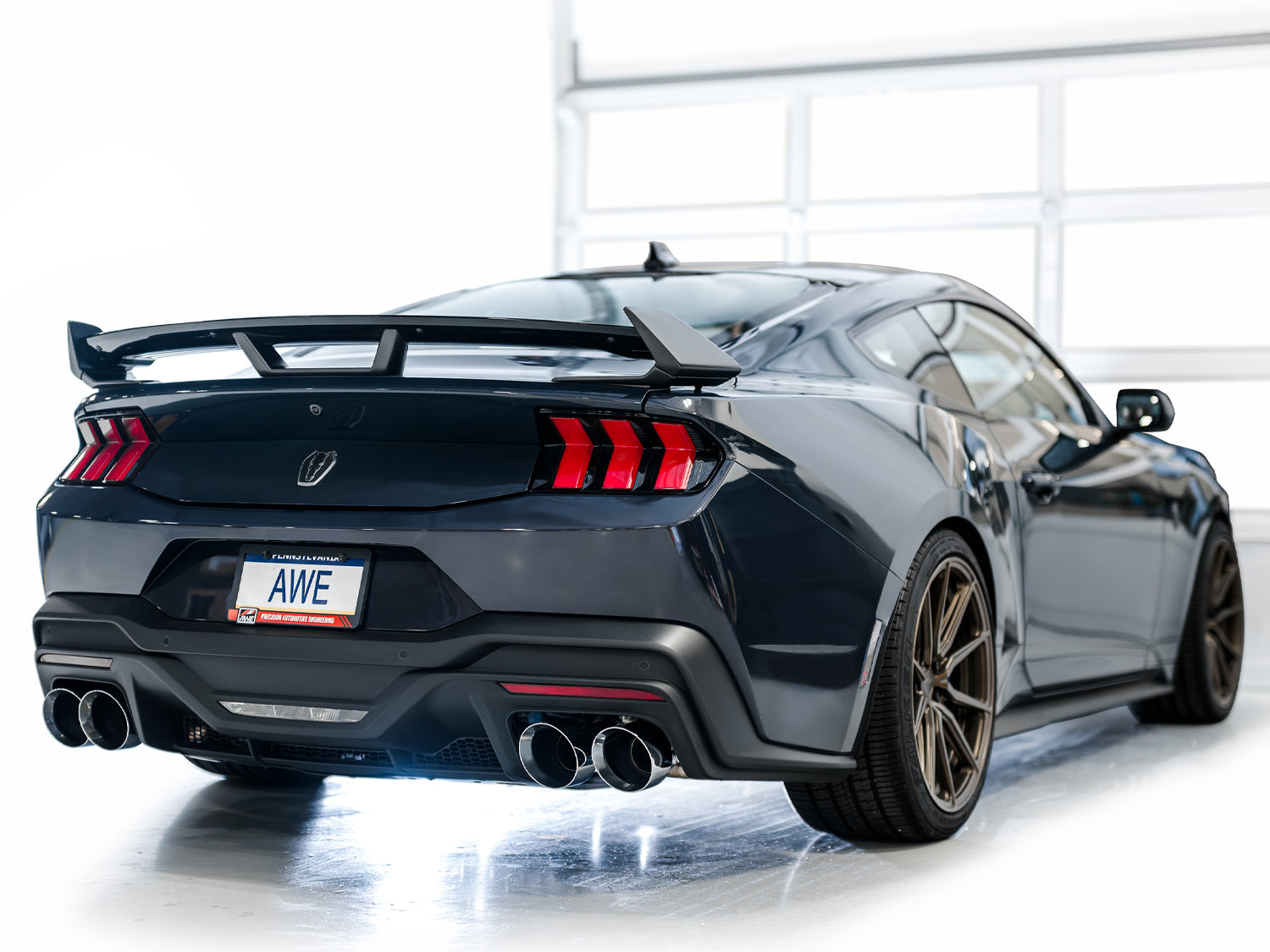 AWE Tuning Track Edition Catback Exhaust w/ Quad Chrome Silver Tips - 2024 Ford Mustang Dark Horse S650 RWD - STREETUNED