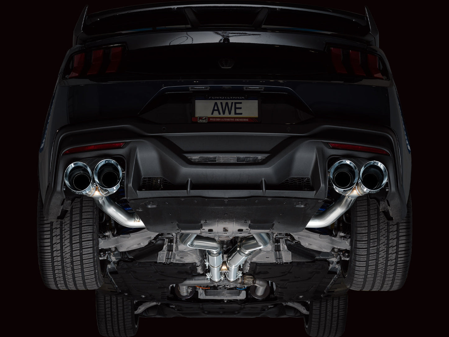 AWE Tuning Track Edition Catback Exhaust w/ Quad Chrome Silver Tips - 2024 Ford Mustang Dark Horse S650 RWD - STREETUNED