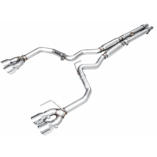 AWE Tuning Track Edition Catback Exhaust w/ Quad Chrome Silver Tips - 2024 Ford Mustang GT Fastback S650 RWD - STREETUNED