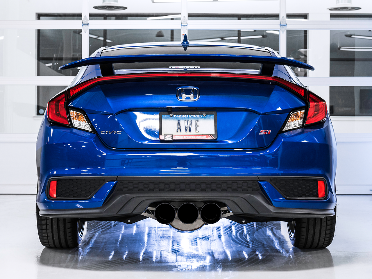 AWE Tuning Track Edition Exhaust w/Front Pipe & Triple Diamond Black Tips - 2016+ Honda Civic Si - STREETUNED