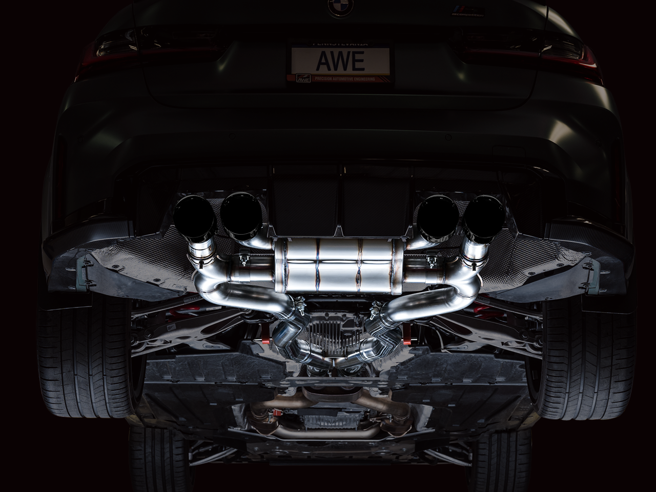 AWE Tuning SwitchPath Catback Exhaust with Diamond Black Tips - 2021-2024 BMW G80 M3/G82 M4 - STREETUNED