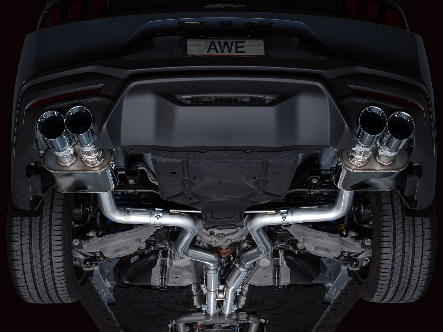 AWE Tuning SwitchPath Catback Exhaust w/ Quad Chrome Silver Tips - 2024 Ford Mustang GT Fastback S650 RWD - STREETUNED