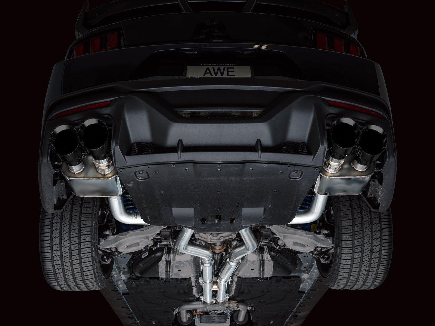 AWE Tuning SwitchPath Catback Exhaust w/ Quad Diamond Black Tips - 2024 Ford Mustang Dark Horse S650 RWD - STREETUNED