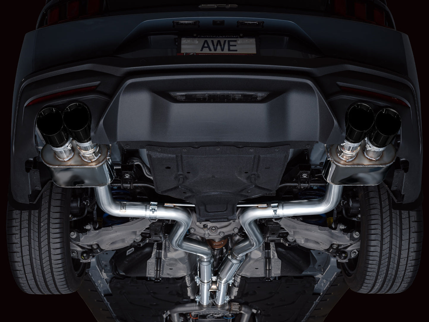 AWE Tuning SwitchPath Catback Exhaust w/ Quad Diamond Black Tips - 2024 Ford Mustang GT Fastback S650 RWD - STREETUNED