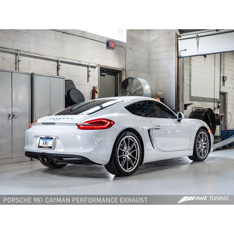 AWE Tuning Performance Exhaust System w/Diamond Black Tips - 2013-2016 Porsche 981 Cayman/Boxster - STREETUNED