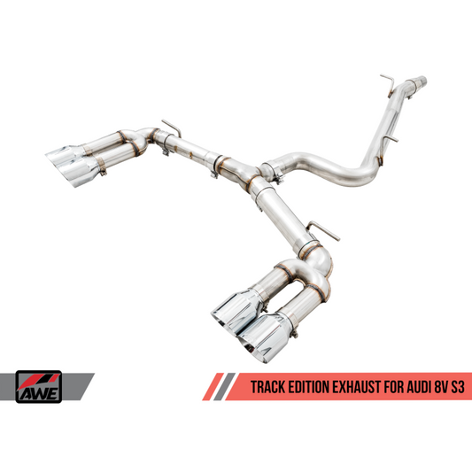 AWE Tuning Audi 8V S3 Track Edition Exhaust w/Chrome Silver Tips 102mm - STREETUNED