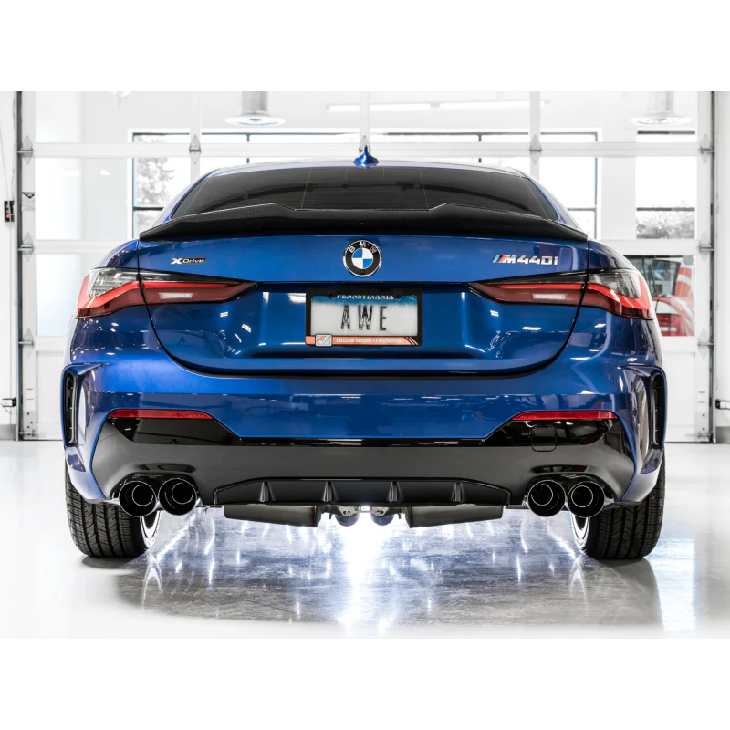 AWE Tuning Resonated Touring Edition Exhaust With Quad Diamond Black Tips - 2019-2024 BMW M340i/M440i (G20) - STREETUNED