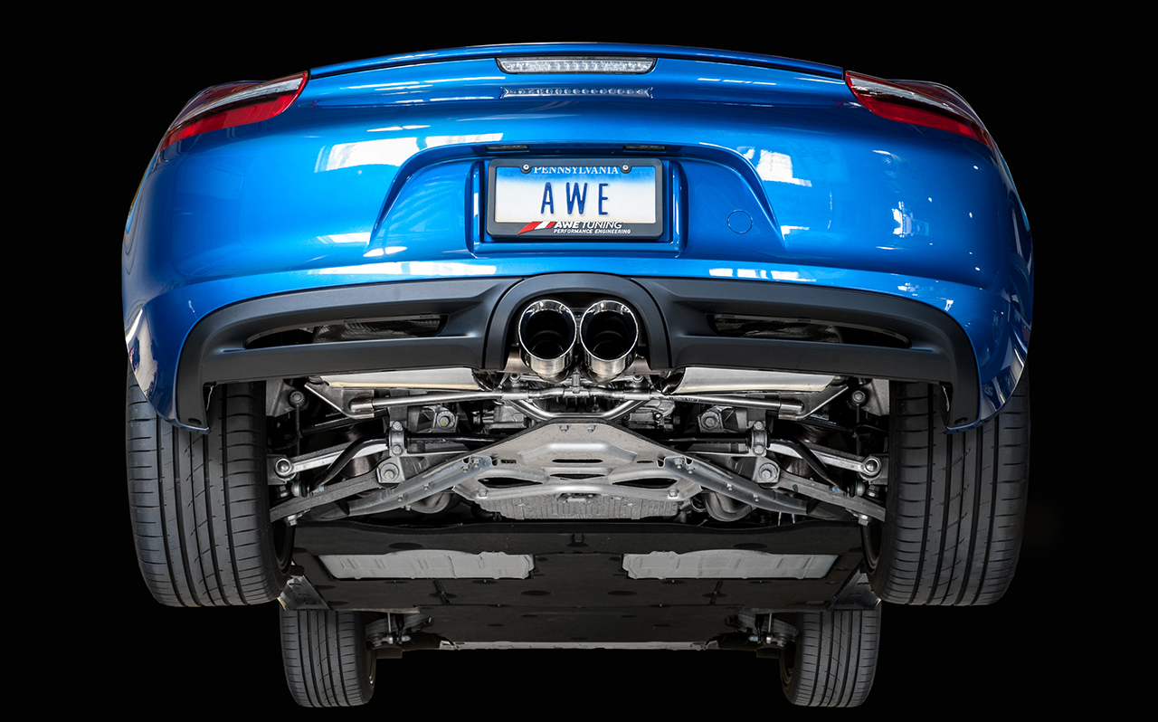 AWE Tuning Performance Exhaust System - w/Chrome Silver Tips - 2013-2016 Porsche 981 Cayman/Boxster - STREETUNED