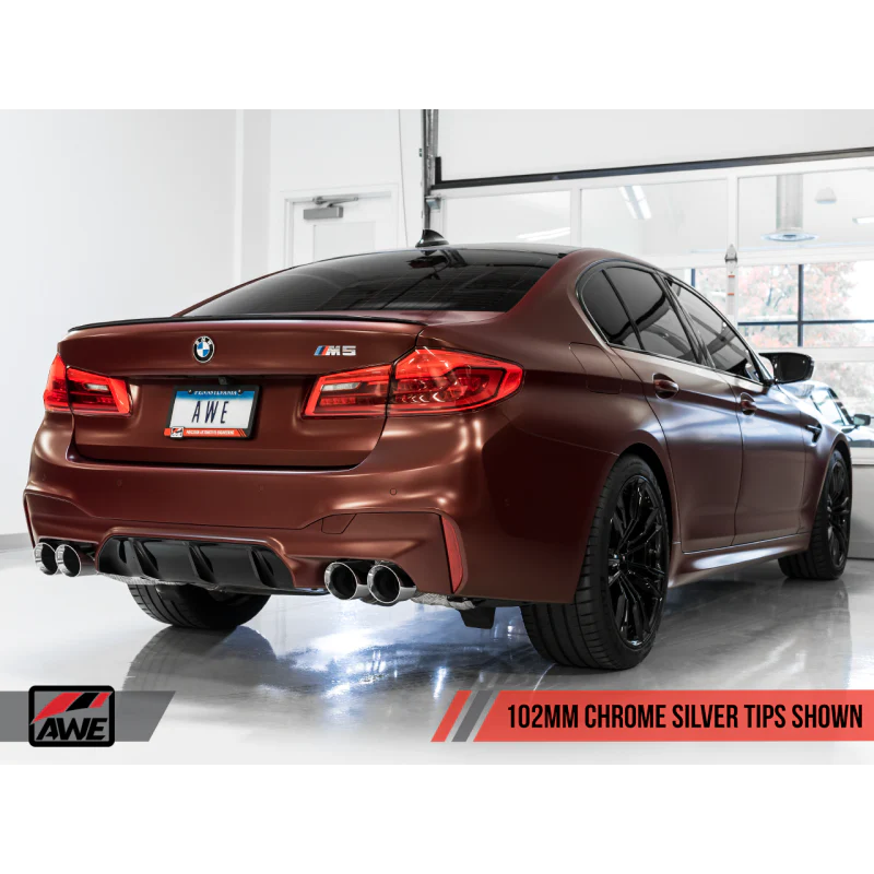 AWE Tuning SwitchPath Axle-back Exhaust with Chrome Silver Tips - 18-19 BMW M5 - STREETUNED