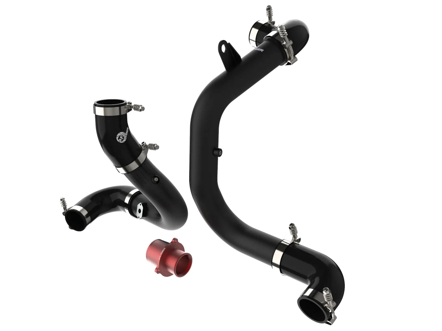 aFe BladeRunner Aluminum Hot and Cold Charge Pipe Kit Black w/ Turbo Muffler Delete - 2015-2021 VW Golf R/GTI - 2015-2020 Audi A3/S3