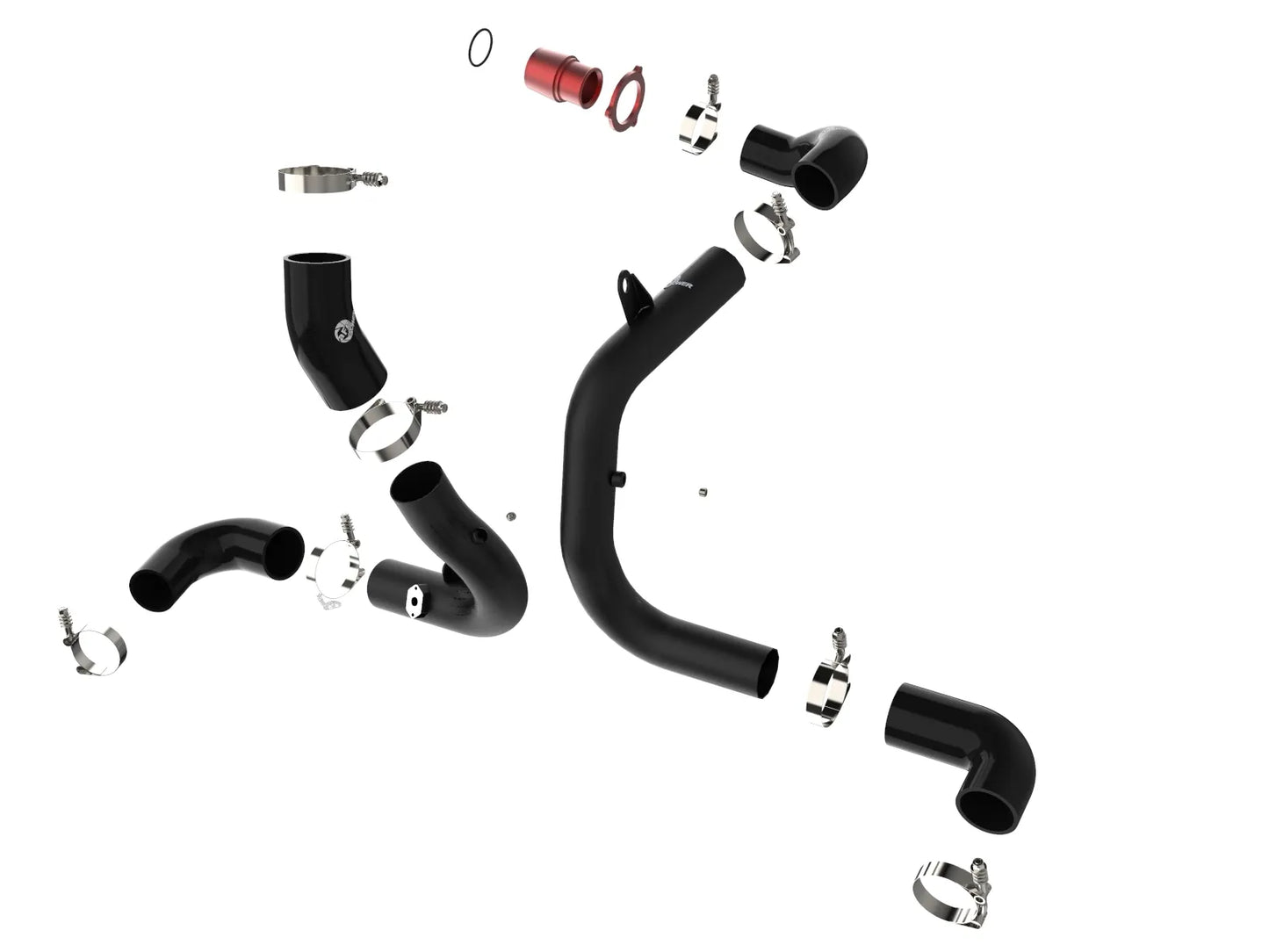 aFe BladeRunner Aluminum Hot and Cold Charge Pipe Kit Black w/ Turbo Muffler Delete - 2015-2021 VW Golf R/GTI - 2015-2020 Audi A3/S3