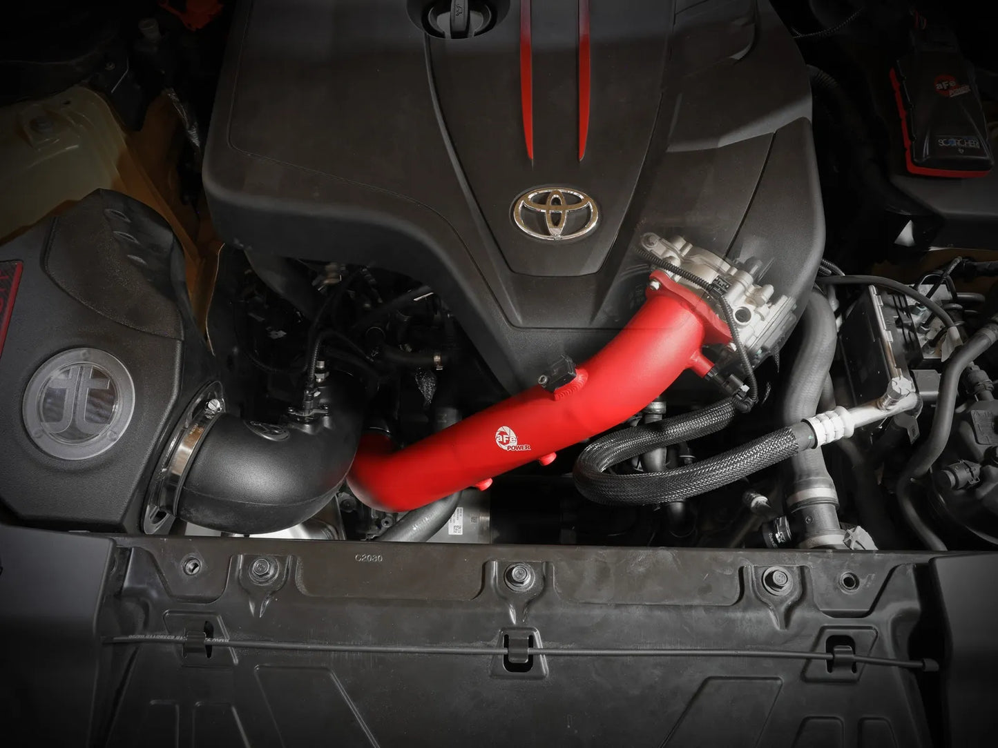 aFe BladeRunner 2-3/4 IN Aluminum Hot Charge Pipe Red - 2021-2024 Toyota GR Supra B48