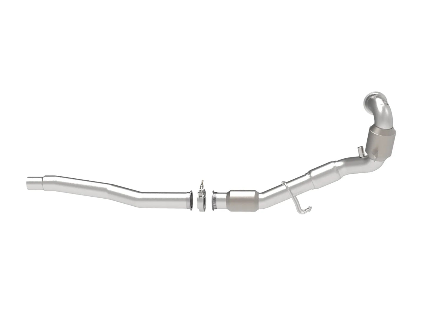 aFe Twisted Steel Down Pipe 3 IN 304 Stainless Steel w/ Cat - 2014-2018 VW Golf R/Audi S3
