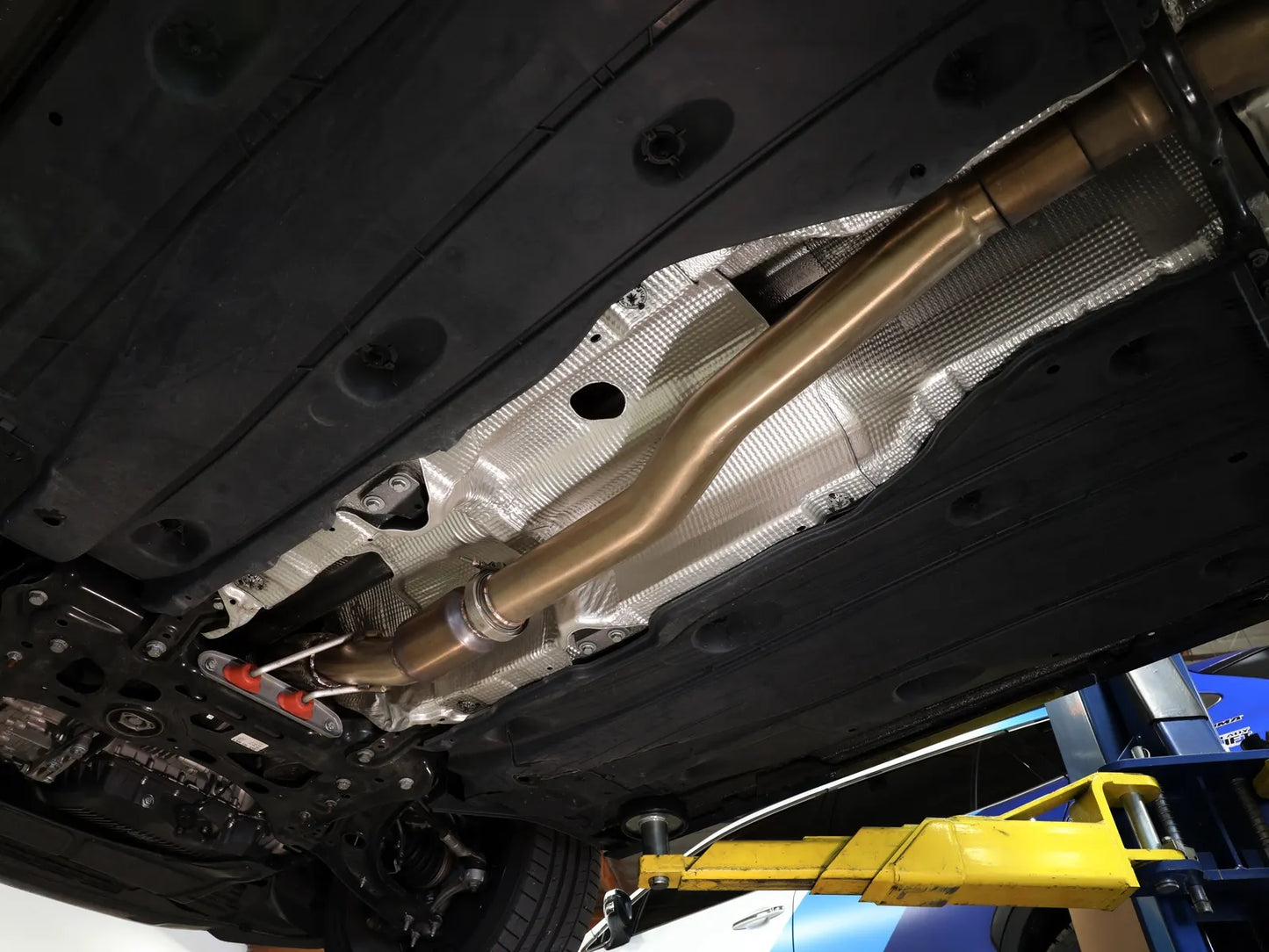 aFe Twisted Steel Down Pipe 3 IN 304 Stainless Steel w/ Cat - 2014-2018 VW Golf R/Audi S3