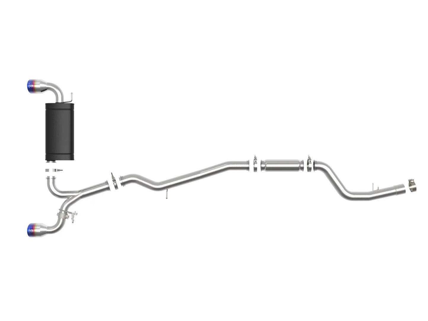 aFe Takeda 3 IN to 2-1/2 IN 304 Stainless Steel Cat-Back Exhaust System w/ Blue Flame Tip - 2020-2024 Toyota GR Supra B58