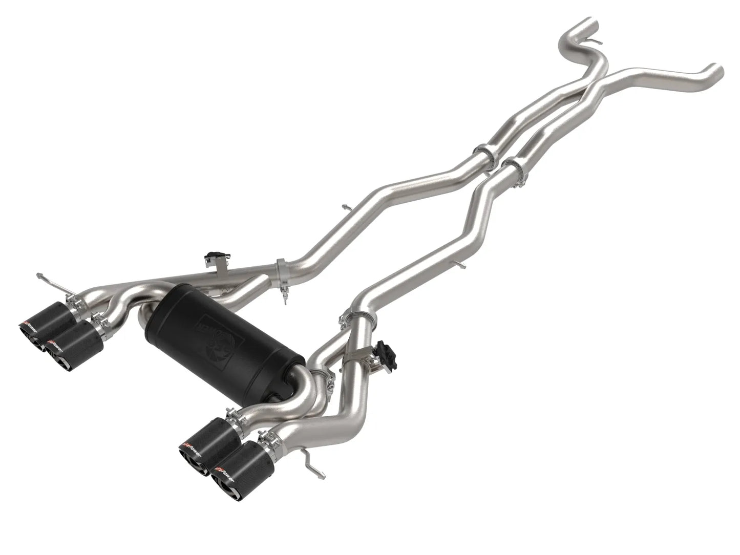 aFe MACH Force-Xp 3 IN to 2-1/2 IN 304 Stainless Steel Cat-Back Exhaust w/ Carbon Fiber Tip - 2020-2024 BMW M3/M4