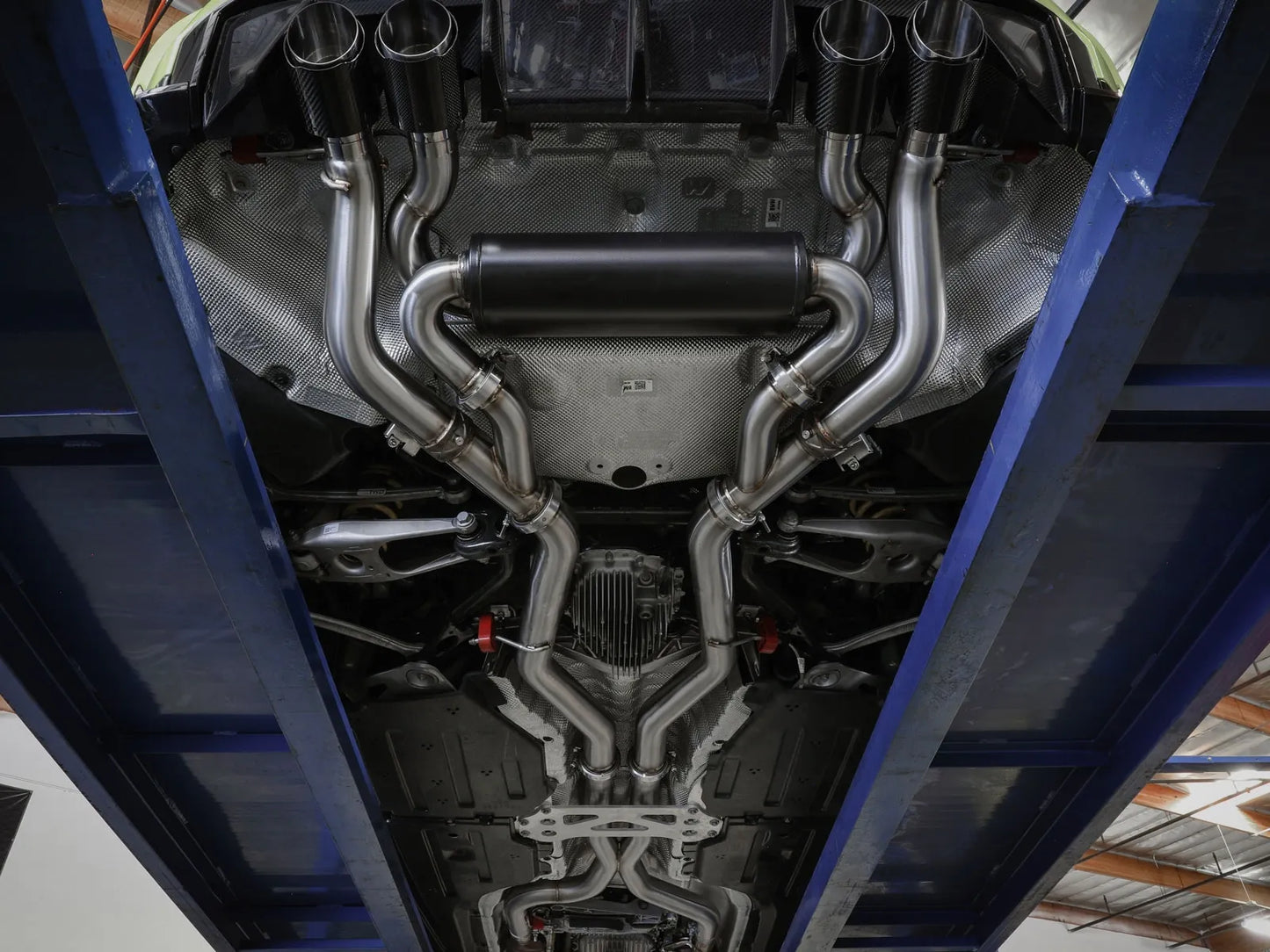 aFe MACH Force-Xp 3 IN to 2-1/2 IN 304 Stainless Steel Cat-Back Exhaust w/ Carbon Fiber Tip - 2020-2024 BMW M3/M4