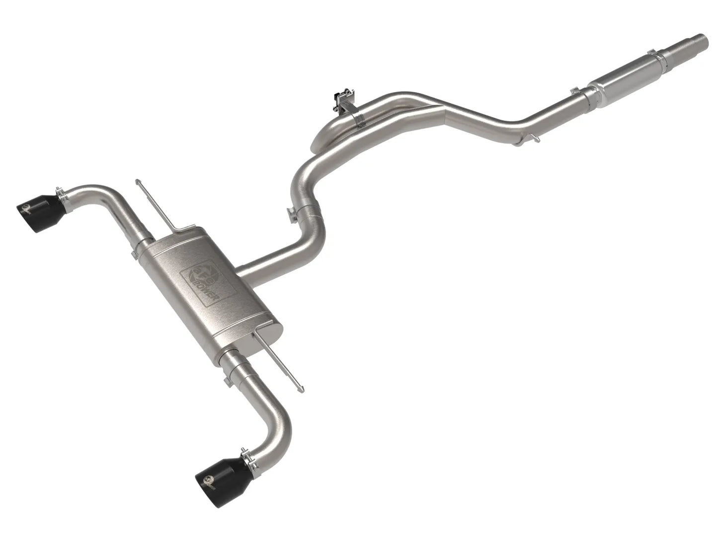 aFe Gemini XV 3 IN to 2-1/2 IN 304 Stainless Steel Cat-Back Exhaust System w/ Cut-Out Black - 2022-2024 VW Golf GTI
