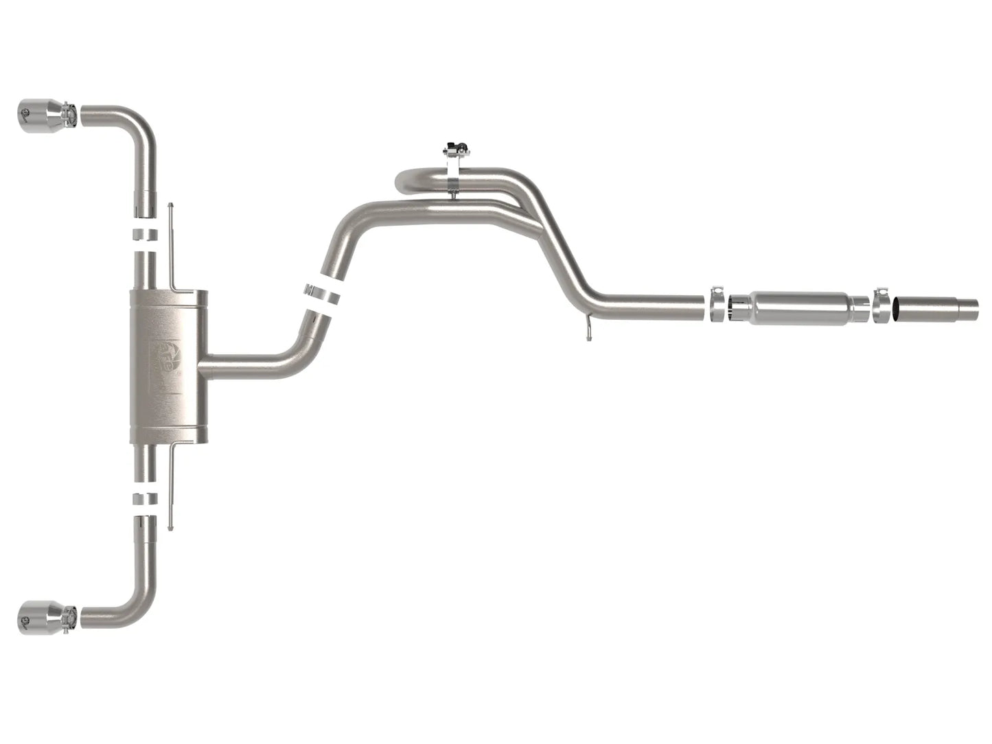 aFe Gemini XV 3 IN to 2-1/2 IN 304 Stainless Steel Cat-Back Exhaust System w/ Cut-Out Polished - 2022-2024 VW Golf GTI