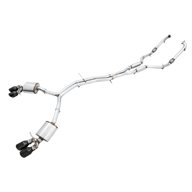 AWE Tuning Audi B9 S4 Touring Edition Exhaust - Non-Resonated (Black 102mm Tips) - STREETUNED