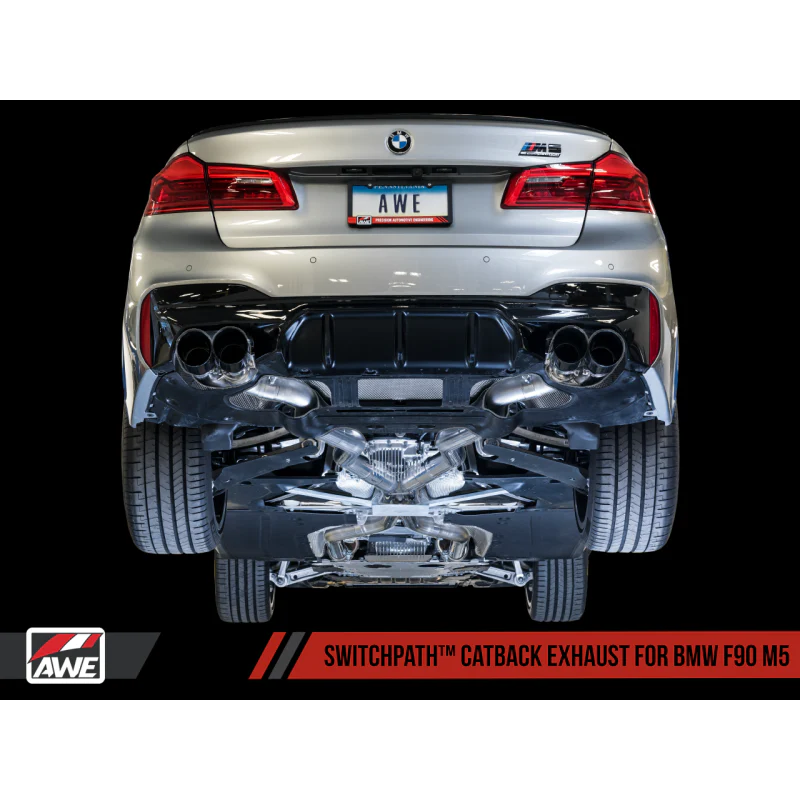 AWE Tuning SwitchPath Cat-back Exhaust with Chrome Silver Tips - 18-19 BMW M5 - STREETUNED